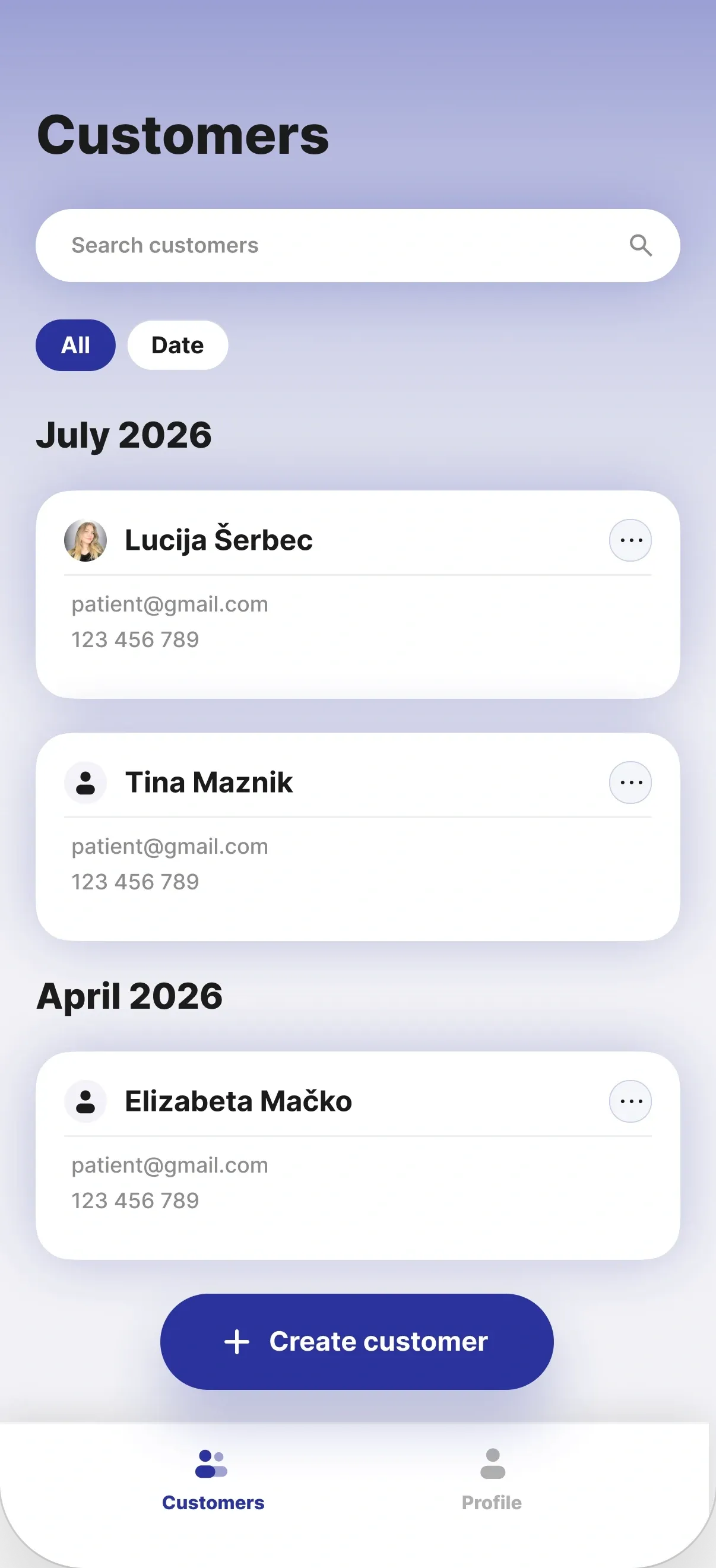 Valid'Or salon platform showing the customer list with visit history